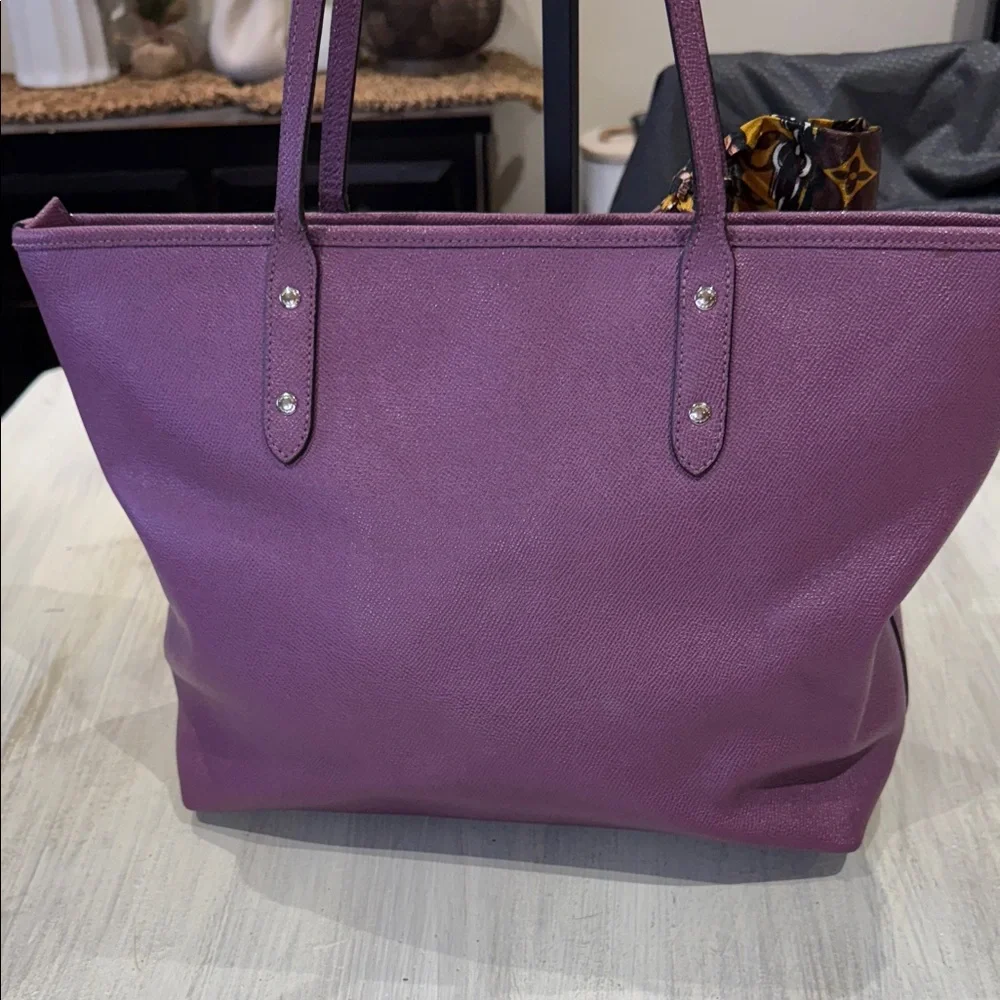 Coach Violet Tote Bag with Yellow Scarf - Picture 7 of 14